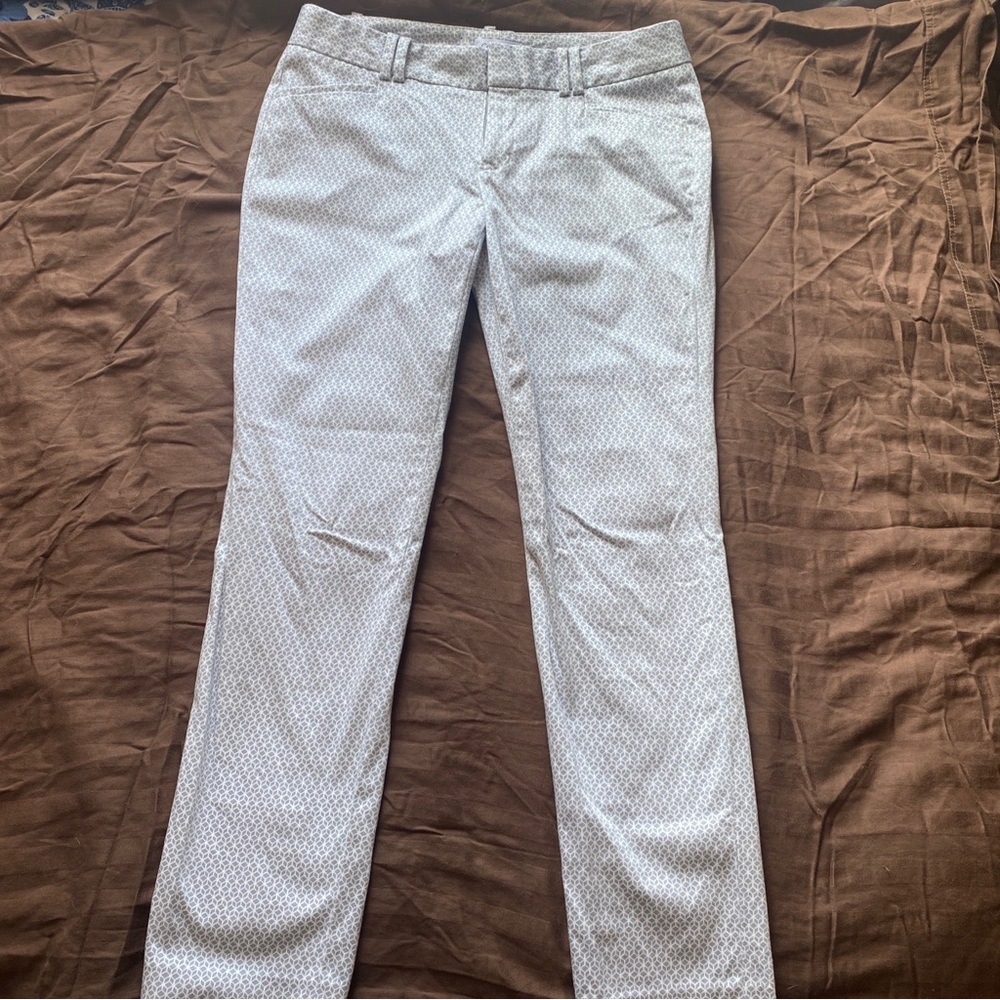 Calvin Klein Womens Printed Pant Size 4 Grey Geometric Pattern Cotton Blend
